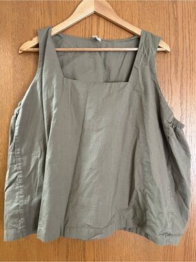 Pact Organic Cotton Canopy Linen Square Neck Tank Sage Green Size XXL